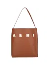 Marni Tote Bag With Elegant Lettering And Sophisticated Design In Brown