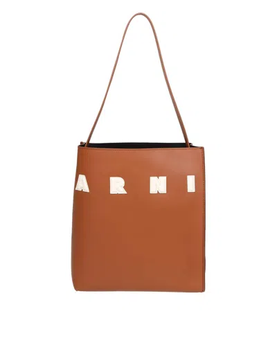 MARNI MUSEO HOBO BAG IN TAN COLOR LEATHER