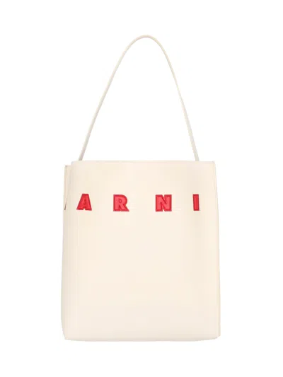 Marni Museo Hobo Bag In Ivory Red