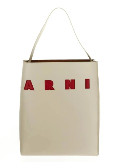 Marni Museo Hobo Bag In Panna/rosso