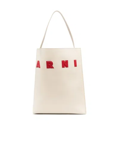 Marni Museo Hobo Leather Tote Bag In Neutrals