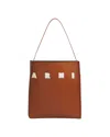 Marni Tote Bag With Elegant Lettering And Sophisticated Design In Brown