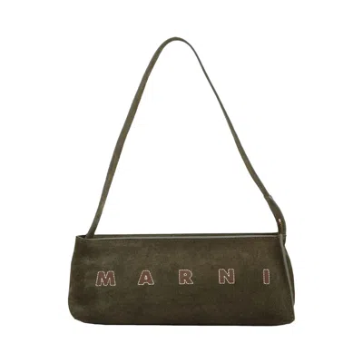 Pre-owned Marni Museo Hobo Pochette Coated Bag 'olive' | Green | Women's Size Onesize