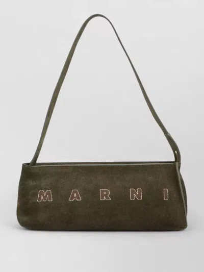 Marni Museo Hobo Shoulder Bag Suede Finish In Brown