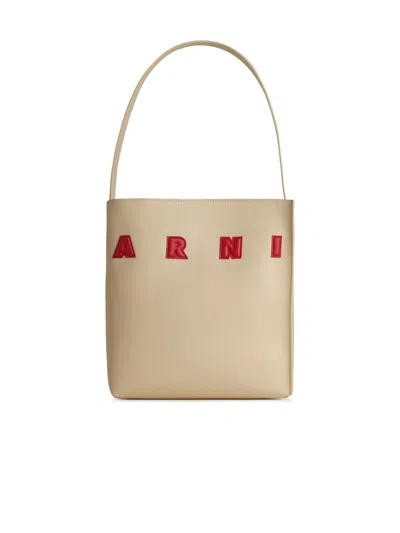 Marni Museo' Ivory Leather Bag In Neutral