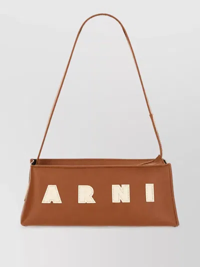Marni Museo Leather Clutch Bag In Brown