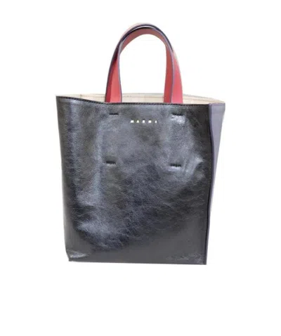 Marni Museo Leather Tote Bag In Black