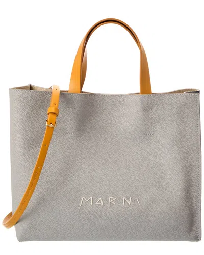Marni Museo Leather Tote In Purple