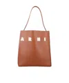 Marni Tote Bag With Elegant Lettering And Sophisticated Design In Brown