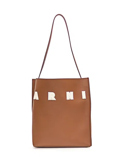 MARNI MUSEO LOGO-PATCH SMALL SHOULDER BAG