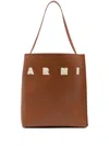 Marni Tote Bag With Elegant Lettering And Sophisticated Design In Brown