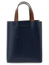 Marni Mini Museo Handbag With Adjustable Strap And Dual Top Handles In Blue