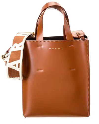 Marni Museo Mini Leather Tote In Gold