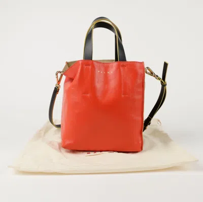 Marni Museo Mini Tote Shoulder Bag In Orange