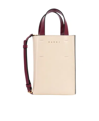 Marni Museo Nano Leather Tote Bag In Nude