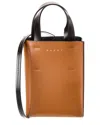 Marni Two-tone Leather Nano Museo Handbag In Brown
