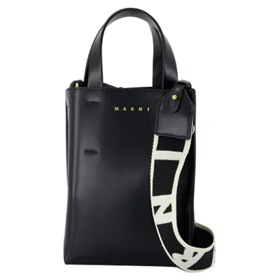 MARNI MUSEO NANO SHOPPER BAG - MARNI - LEATHER - BLACK