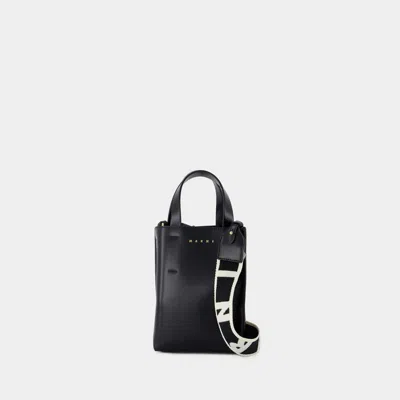 Marni Museo Nano Shopper Bag In Black