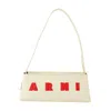 Marni Borsa A Spalla Museo Baguette In Pelle Crema In Neutral