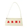 Marni Borsa A Spalla Museo Baguette In Pelle Crema In Neutral