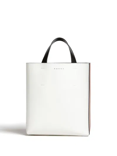 MARNI MUSEO SMALL BAG IN WHITE AND PINK LEATHER