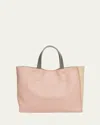 Marni Museo Small East-west Colorblock Leather Tote Bag In Camellia Winter Wheat