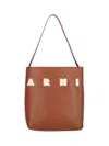 Marni Tote Bag With Elegant Lettering And Sophisticated Design In Brown