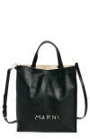 Marni Museo Small Soft Leather Tote In Black