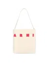 Marni Rectangular Calf Leather Shoulder Bag In White