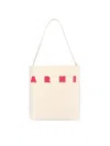 Marni Rectangular Calf Leather Shoulder Bag In White