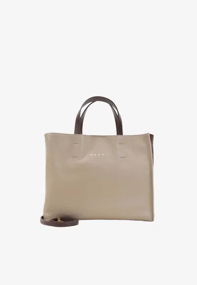 Marni Museo Soft East-west Calf Leather Tote In Red