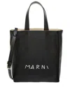 Marni Museo Soft Mini Leather Tote In Black
