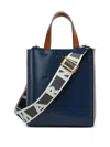 Marni Mini Museo Two-tone Structured Tote Bag In Blue