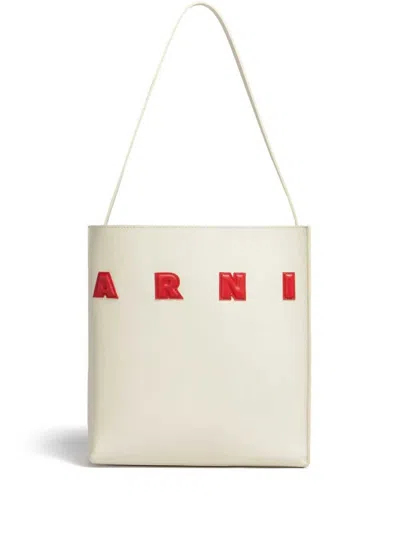 Marni Museo Tote Bag With Appliqué In White