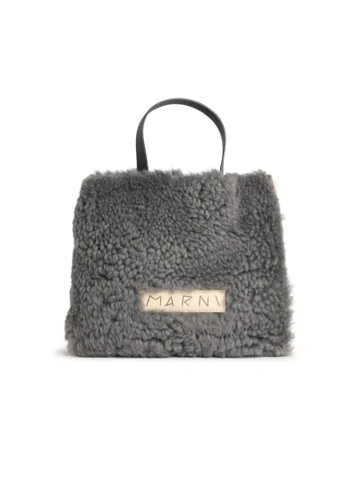 Marni Museo Two-tone Leather Blend Bag In Blue