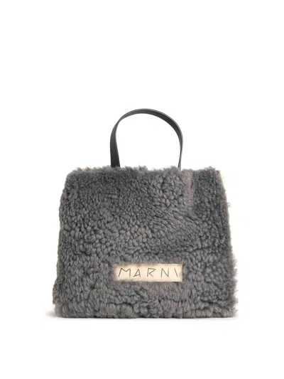 Marni Museo Two-tone Leather Blend Bag In Blue