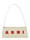 Marni 'museo' White Shoulder Bag With Thin Shoulder Strap And Contrasting Logo On The Front In Leath
