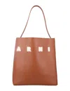Marni Museo Logo-patch Leather Bag In Mocha_beige