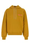 Marni Cotton Hooded Sweatshirt Front Pocket In Gold