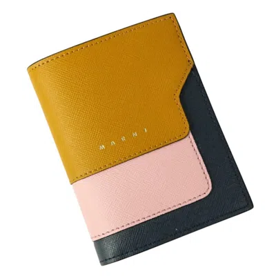 Pre-owned Marni Mustard Navy Pink Leather Wallet (bi-fold) ()