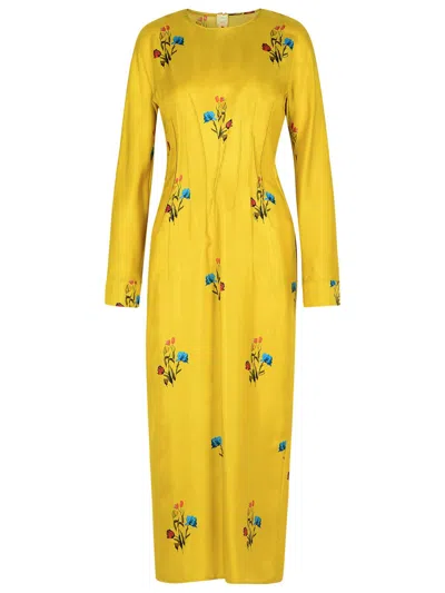 Marni Mustard Silk Dress In Yellow