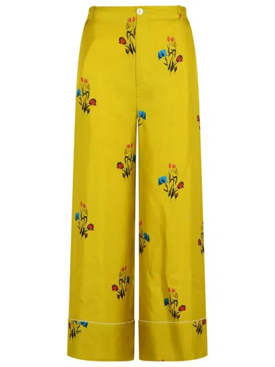 MARNI MARNI MUSTARD SILK PANTS