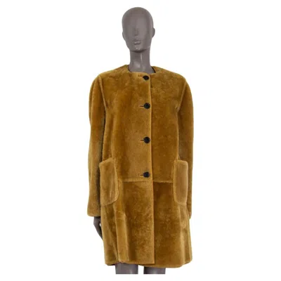 Pre-owned Marni Mustard Yellow Reversible Shearling & Leather Coat Jacket 46 Xl