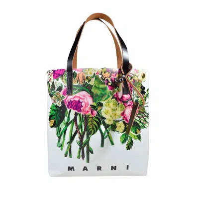 Marni White Tribeca Shopper Tote In Patterned White