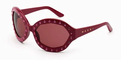 Marni Naica Mine Bordeaux S7k Men's Sunglasses Red Size 63 In Burgundy
