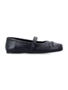 Marni Black Ballerinas With Embossed Bow Detail On The Front In Leather Woman In Black