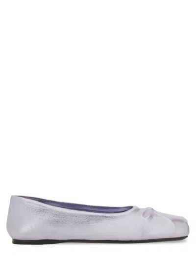 Marni Nappa Leather Seamless Little Bow Ballet Flat In White