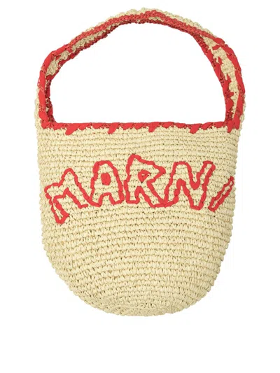 Marni Womens Zo980 Nassa Small Raffia Hobo Bag In Brown