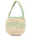 Marni Woven Paper Shoulder Bag With Braided Handle In Green