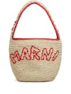 Marni Borsa A Spalla Hobo Nassa In Rafia Naturale E Rossa In Nude